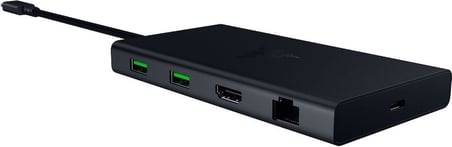 Razer USB-C Dock - HDMI, Gigabit Ethernet, 3,5 mm ses bağlantı noktası, USB-A ve -C ile 11 bağlantı noktası, Windows ve Mac ile uyumlu (4K ile ekran çıkışı, 7.1 surround ses) Siyah - Outlet