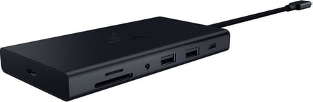 Razer USB-C Dock - HDMI, Gigabit Ethernet, 3,5 mm ses bağlantı noktası, USB-A ve -C ile 11 bağlantı noktası, Windows ve Mac ile uyumlu (4K ile ekran çıkışı, 7.1 surround ses) Siyah - Outlet