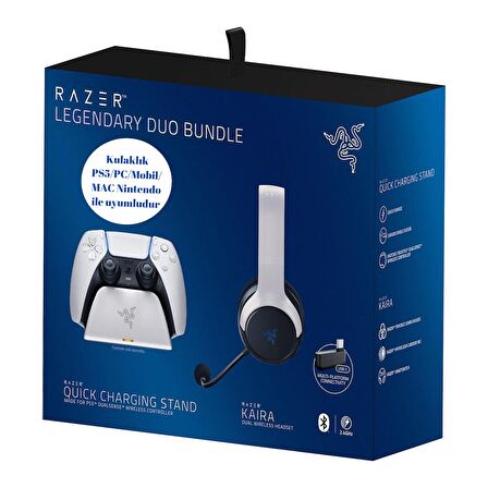 Razer Legendary Bundle Kaira Kablosuz Kulaklık ve PS5 Dualsense Şarj İstasyonu RZ82-03980100-B3M1