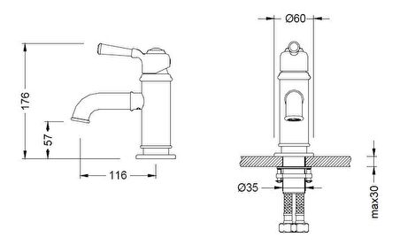 Bocchi Burlington Lavabo Bataryası Antik Siyah 1004-0001-AB