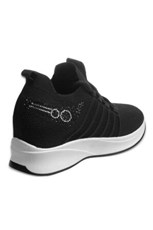 M.p 241-1669 Siyah Dolgu Taban Kadın Bağcıklı Spor Ayakkabı