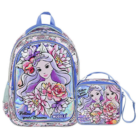 Muggle 2 Bölmeli Princess Okul Çantası + Termoslu Beslenme Çantası