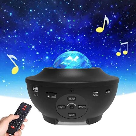 TechTic Starry Projektör Yıldız Gece Lambası Disko Topu Bluetooth USB Hoparlör Çocuk Odası Hediye 