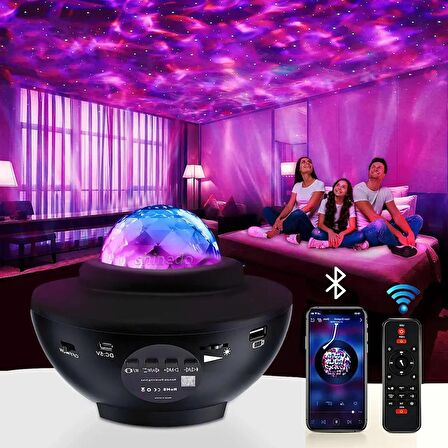 TechTic Starry Projektör Yıldız Gece Lambası Disko Topu Bluetooth USB Hoparlör Çocuk Odası Hediye 