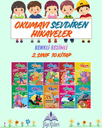 2.Sınıf Okumayı Sevdiren Renkli Resimli Hikayeler 7 - 10 Kitap