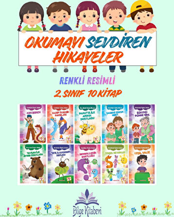 2.Sınıf Okumayı Sevdiren Renkli Resimli Hikayeler 3 - 10 Kitap
