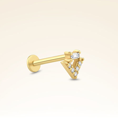 0,04 Karat Pırlanta Baget Taşlı Piercing
