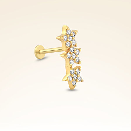 0,11 Karat Pırlanta Taşlı Üç Yıldız Piercing