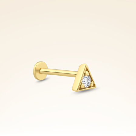 0,04 Karat Pırlanta Tektaş Üçgen Piercing