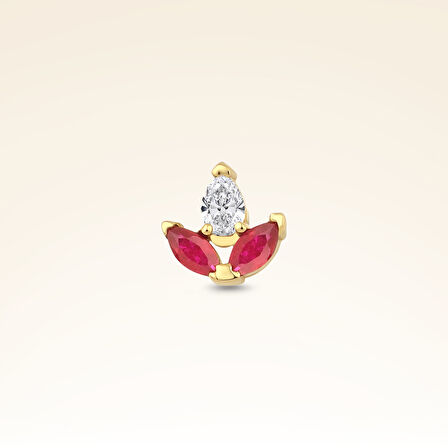 0,11 Karat Pırlantalı Yakut Piercing