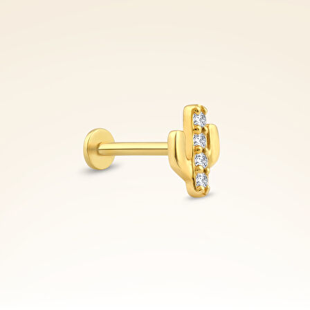 0,04 Karat Pırlanta Taşlı Kaktüs Piercing