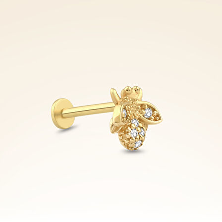 0,03 Karat Pırlanta Taşlı Arı Piercing