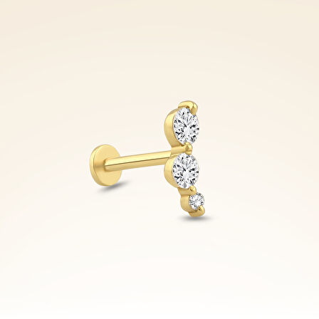 0,15 Karat Pırlanta Üç Taşlı Helix Piercing