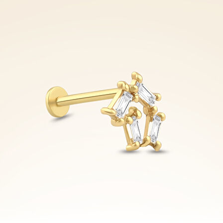 0,10 Karat Pırlanta Baget Taşlı Piercing