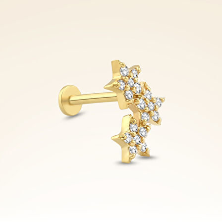 0,08 Karat Pırlanta Taşlı Yıldız Piercing