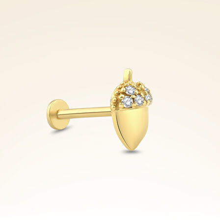 0,04 Karat Pırlanta Taşlı Meşe Piercing