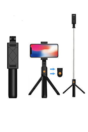 Vos Versa Q07 Bluetooth Kumandalı Selfie Çubuğu Tripod VVE1106