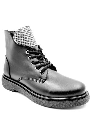 351042 Siyah Bağcıklı Fermuarlı Kadın Bot