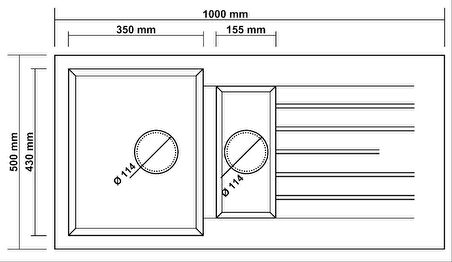 GRANİT EVİYE P005 TROYA 100 ANTRASİT (100 X 50)