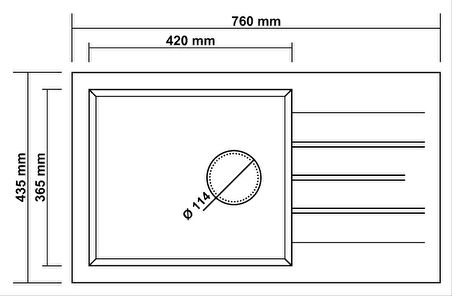 GRANİT EVİYE P010 ASSOS 76 XL ANTRASİT (76 X 43,5)