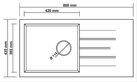 GRANİT EVİYE P011 ASSOS 86 XL ANTRASİT (86 X 43,5)