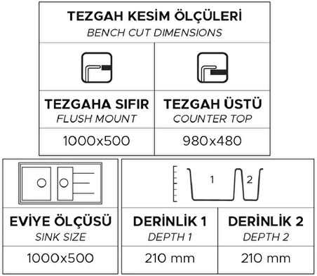 GRANİT EVİYE P013 SALDA 100 KREM (100 X 50)