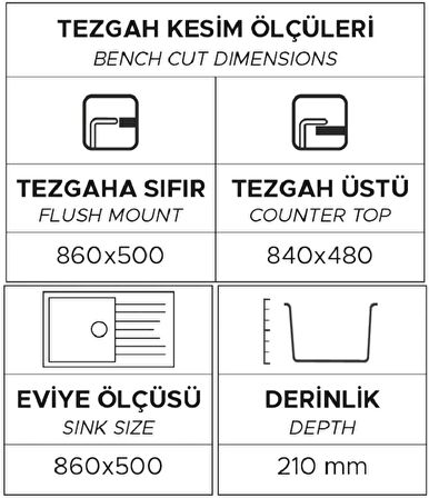 GRANİT EVİYE P014 LOADIKYA 86 XL SİYAH (86 X 50)