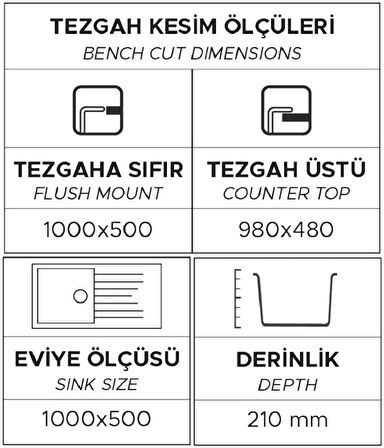 GRANİT EVİYE P015 LOADIKYA 100 XL SİYAH (100 X 50)