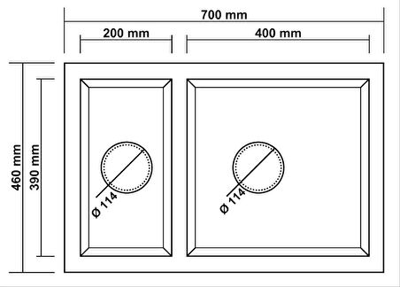 GRANİT EVİYE P018 PERGAMON GRİ (70 X 46)