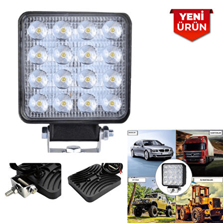 10-30V 48W 16 Ledli Kare Çalışma Lambası 9918