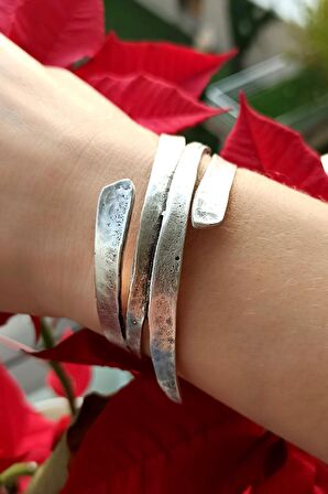 Özel Şekilli Kadın Bileklik Gümüş Kaplama El Yapımı Ayarlanabilir Kadın Bileklik