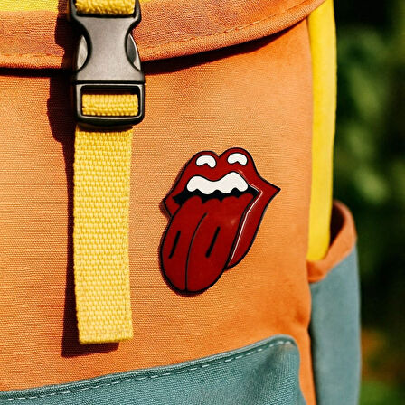 The Rolling Stones Logo Şekilli Mine Boyalı El Yapımı Broş Yaka İğnesi