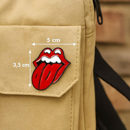 The Rolling Stones Logo Şekilli Mine Boyalı El Yapımı Broş Yaka İğnesi