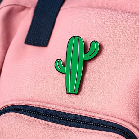 Kaktüs Şekilli Mine Boyalı El Yapımı Broş Yaka İğnesi