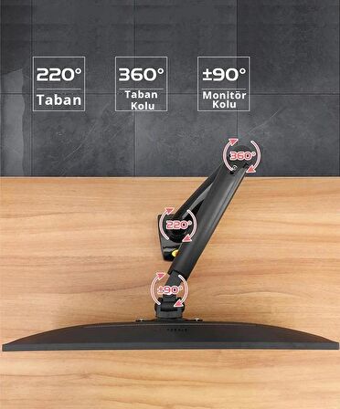 Tayfun 20'' inç  Lcd Led Monitör Masa Üstü  Full Hareketli Askı Aparatı