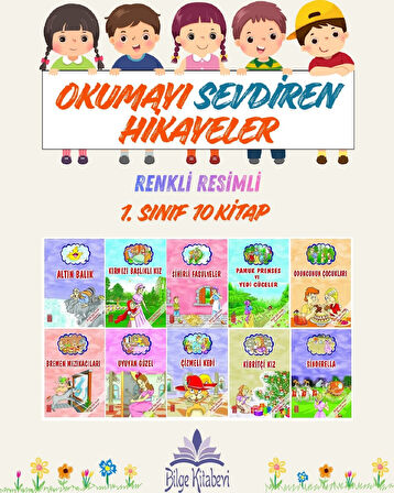 1. Sınıf Okumayı Sevdiren Renkli Resimli Hikayeler 14- 10 Kitap