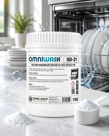 Omniwash SD-21 Bulaşık Makineleri İçin Konsantre Kir ve Leke Çözücü Toz 1 KG
