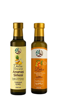 Promar DETOX TROPİKAL MEYVE SİRKESİ 250 ML +  Ananas Sirkesi Doğal Fermantasyon Pineapple Vinegar 250 ML