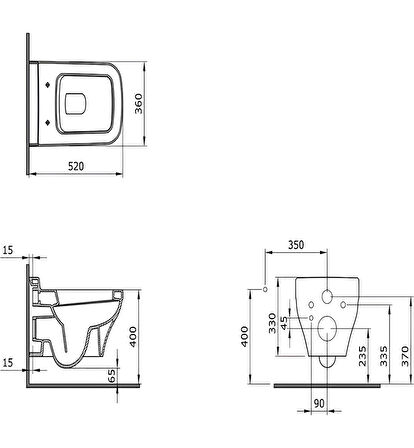 Bocchi  Scala Asma Klozet, Yavaş Kapanan Kapak 1080-005-0128 Parlak Siyah