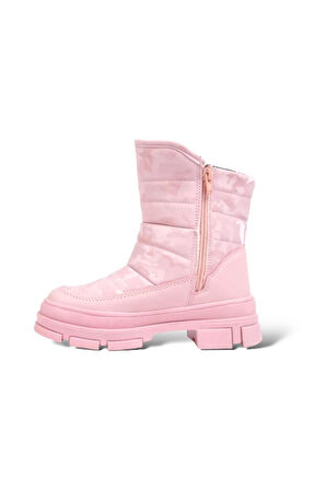 Kamuflajlı Fermuarlı Çocuk Botu (31-35) PEMBE