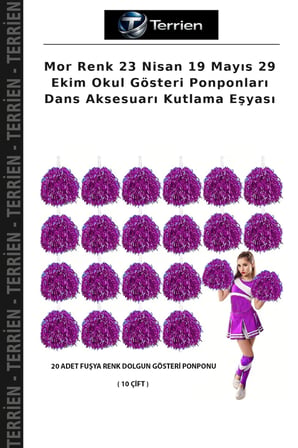 Mor Renk 23 Nisan 19 Mayıs 29 Ekim Okul Gösteri Ponponları Dans Aksesuarı Kutlama Eşyası