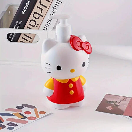 Hello Kitty figürlü sıvı sabunluk basınçlı losyon şişesi ayakta model kırmızı