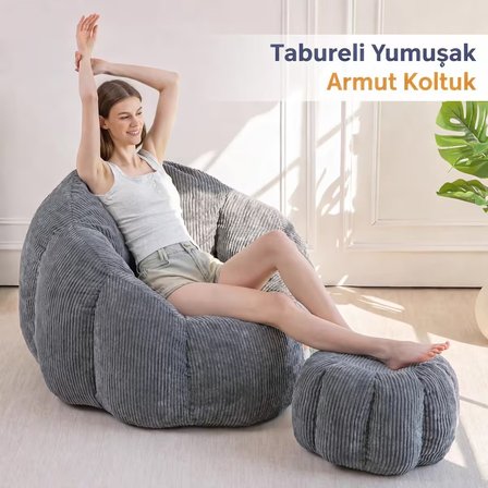 Puffiber Ergonomik Yer Tipi TV & Gaming Yer Koltuğu  Yetişkin Armut Puf Berjer & Modern Salon & Balkon Koltuğu 105x80 Cm