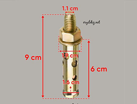 M12X90 GÖMLEKLİ ÇELİK DUBEL 10 ADET