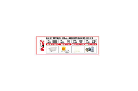 TOYOTA CORALLA 1.4 D4D FİLTRE BAKIM SETİ 2007-2018