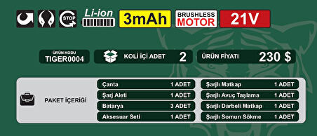 TİGER KİNG PRO 4 LÜ SET SOMUN SIKMA+HİLTİ+VİDALAMA+AVUÇ TAŞLAMA