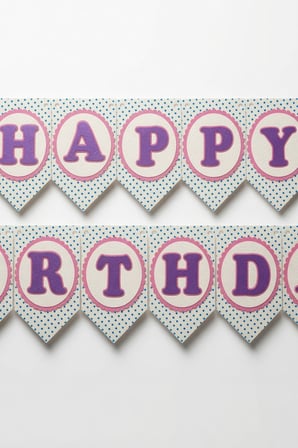 Dekoratif Happy Birthday Puantiyeli Kağıt Banner İpli Doğum Günü Parti Süsleme Seti