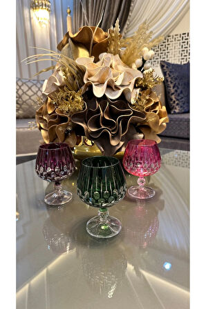 Bohemia Kristal Renkli Kesme El İşi Kahve Yanı Su Bardağı