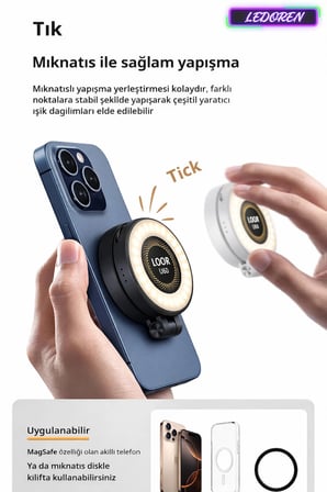 Upoh U60 Magsafe Uyumlu Led Ring Light Ayarlanabilir Işık, Manyetik Telefon Işığı