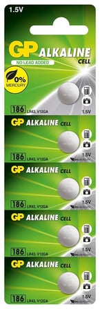 Lr43 Alkalin Düğme Pil  Gp186-C5 5 Li Paket